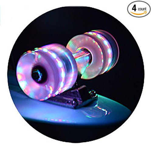 Light Up Skateboard Replacement Wheels with ABEC-9 Bearings - 3 Color LED's 60x45mm (Pack of 4)