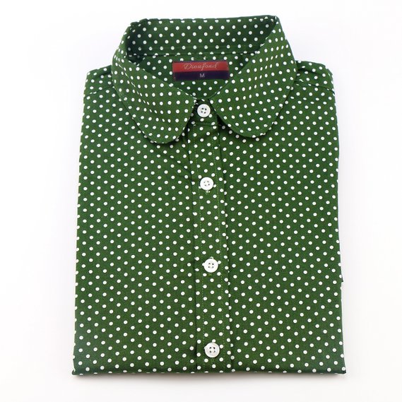 Dioufond Women's Polka Dot Button Down Shirt Long Sleeve Casual Tops