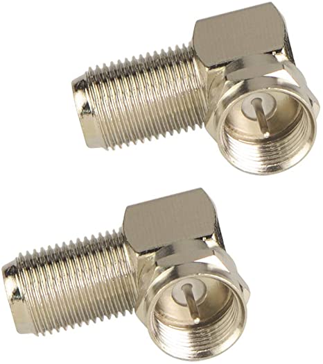VCE 90 Degree RG6 Coax Connector Right Angle F-Type Coaxial Cable Adapter (2-Pack)