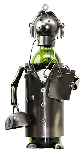Doctor Physician Hand Made Metal Wine Bottle Holder Caddy Figurine