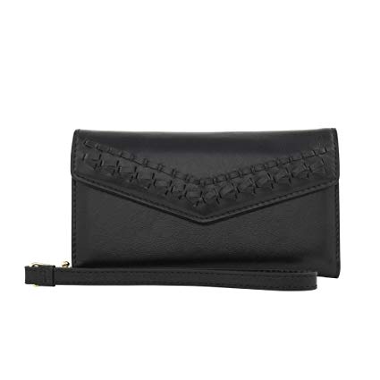 Rebecca Minkoff Wristlet, Whipstitch Tech Wristlet [Credit Card Case] Wallet Case fits both iPhone 8 & iPhone 7 - Black Leather