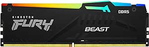 Kingston FURY Beast RGB 32GB 5600MT/s DDR5 CL40 DIMM Desktop Memory (Kit of 2) | Intel XMP 3.0 | Infrared Sync Technology | Overclocking Stability | KF556C40BBAK2-32