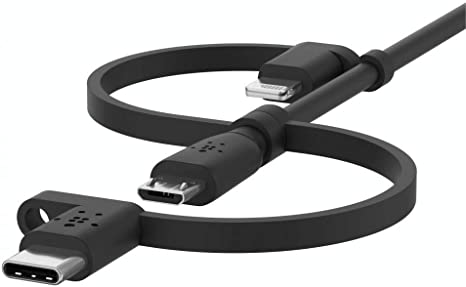 Belkin Universal Cable (3-in-1 USB-C, Lightning, Micro-USB Charging Cable) Charge Smartphones, Tablets, Power Banks and More (3.3ft/1m)