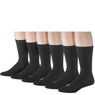 James Fiallo Mens 6-Pairs Diabetes & Circulatory Crew Dress Socks