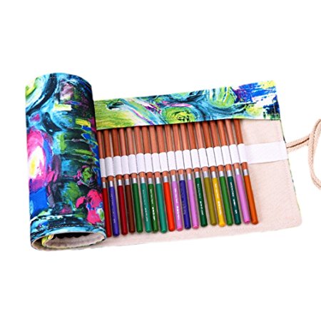 SIEGES Thick Canvas Pencil Wrap Roll Case 36 Colored Pencils Sets Manual Painting Stationery Creative Pen Holder Bag Pouch