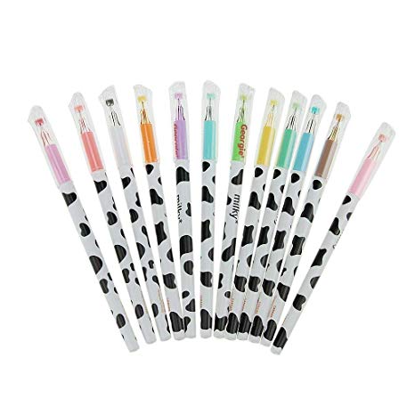 12 Pack Diamond Gel Pen Milky Cow Pens,set of 12 Assorted Colors Perfect for Office School Supplies kids drawing Pen Gifts for Boys and Girls students Any Party Wirtting(Milk 12 Pcs)