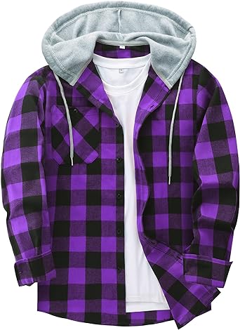 ZITY Flannel Plaid Shirt for Men Long Sleeve Casual Regular Fit Button Down Shirts