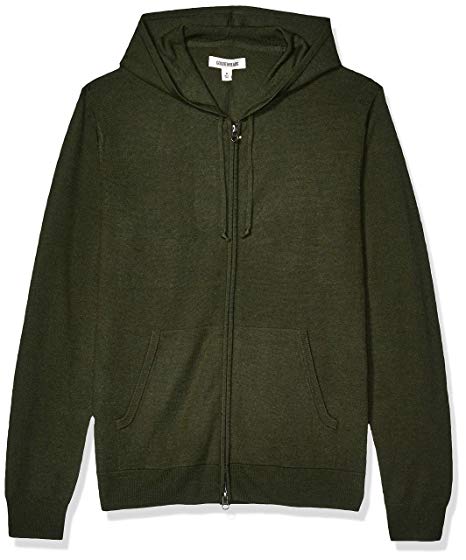 Amazon Brand - Goodthreads Men's Merino Wool/Acrylic Fullzip Hoodie Sweater, Olive Large Tall