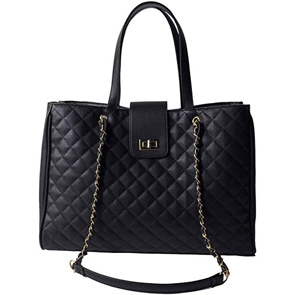Chavon Womens Tote Bags Premium Top Handle Satchel Quilted Handbags 15 inch Laptop Travel Bag TSA Approved Quad Handbag