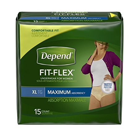 Depend Underwear for Women, Maximum, X-Large, 15 Count
