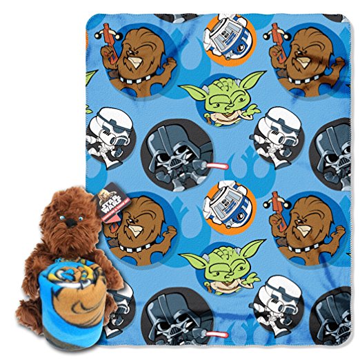 Lucas Films' Star Wars Chewie Plush Character Pillow and Fleece Throw Blanket Set, 11"/40" x 50"