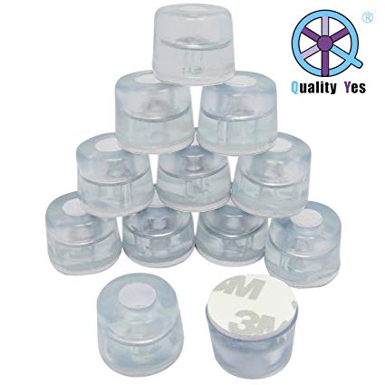 QY 12PCS Transparent Cylindrical Shape Rubber Non Slip Non Skid Feet Pad with 3M tape for Table Desk Chair and Sofa