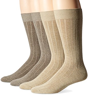 Dockers Men's 4 Pack Dress Wide Rib Crew Socks