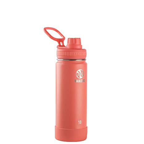 Takeya 51158 Actives Insulated Stainless Steel Bottle w/Spout Lid 18 oz Coral