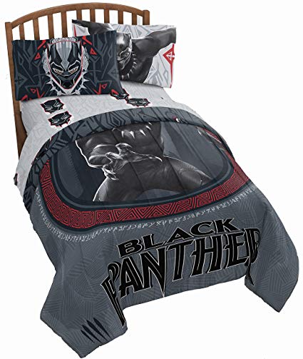 Jay Franco Marvel Black Panther Wakanda 4 Piece Twin Bed Set - Includes Reversible Comforter & Sheet Set - Super Soft Fade Resistant Polyester - (Official Marvel Product)