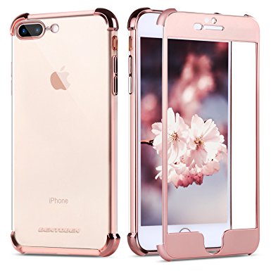 iPhone 8 Plus Case, iPhone 7 Plus Case, BENTOBEN 2 in 1 Anti-scratch Slim Crystal Clear Transparent TPU Protective Phone Case for iPhone 8 Plus / 7 Plus (5.5 Inch) WITHOUT Screen Protector Rose Gold