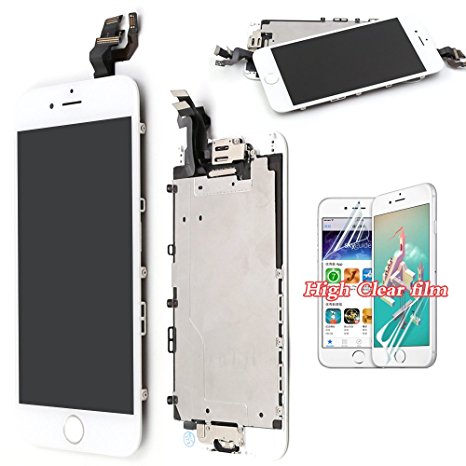 Screen Replacement For iPhone 6 LCD Touch Display - White Recyco Full Set With Frame Glass Digitizer Assembly with Home Button and Camera