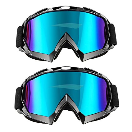 CarBoss Outdoor Goggles/Motorcycle Sunglasses, 2 Pack Anti-dust Fit Over Glasses Helmet Motorbike Motocross, Dirt Bike Cycling, ATV Racing Safety Goggles for Men & Women, Youth - 100% UV Protective