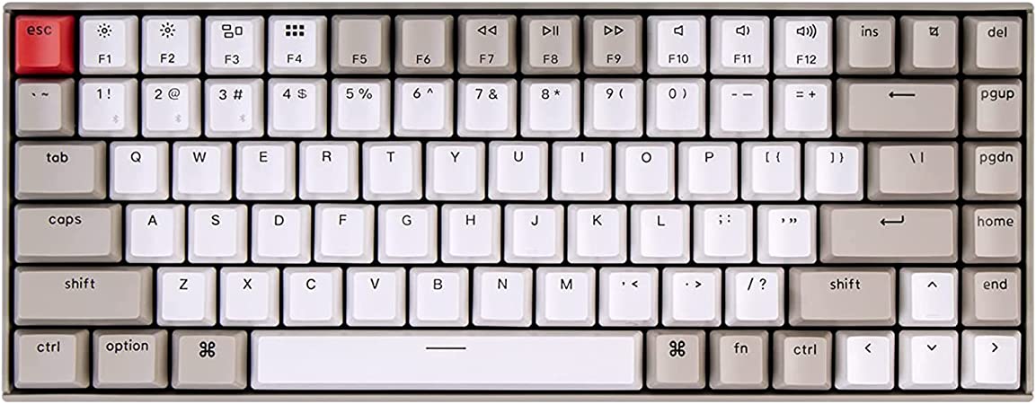 Keychron K2 Gaming Mechanical Keyboard Wireless/Wired, 84 Keys Retro Typewriter Mechanical Keyboard, Multitasking Bluetooth Keychron Brown Switch Computer Keyboard for Windows Mac PC Gamer