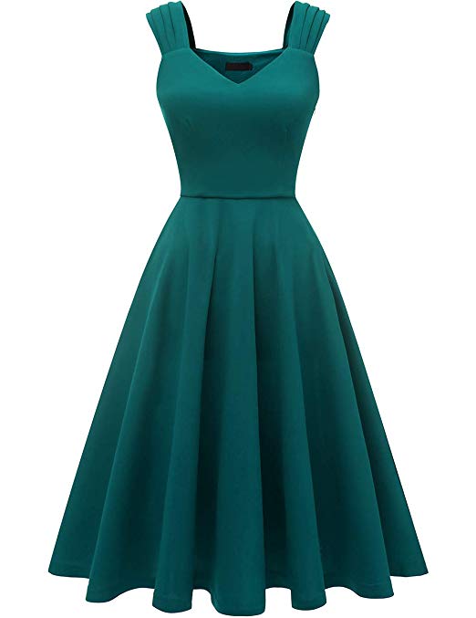 DRESSTELLS Women's Bridesmaid Vintage Tea Dress V-Neck Homecoming Party Swing Cocktail Dress