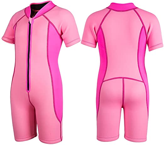 COPOZZ Kids Wetsuit Short Sleeve 2.5mm Premium Thermal Neoprene, UV Protection Swimsuit -Swim Surfing Snorkel Dive Suit for Toddler Baby Children and Girls Boys Junior Youth
