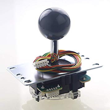 SANWA DENSHI JLF-TP-8YT-SK Grey Ball Top Handle Arcade Joystick 4 & 8 Way Adjustable, Hori Fight Stick Replacement Cable Parts (Mad Catz SF4 Tournament Joystick Compatible)