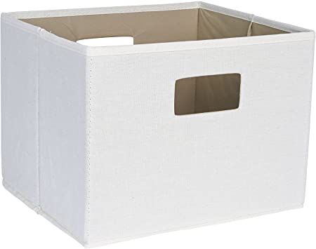 Household Essentials 119 Open Storage Bin with Handles - Beige Canvas,Natural White