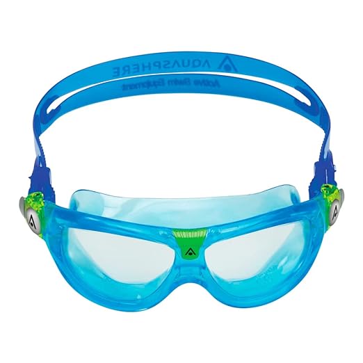 Aqua Sphere Seal Kid 2 Swim Goggles - Ultimate Underwater Vision, Comfortable, Anti Scratch Lens, Hypoallergenic - Unisex Children, Clear Lens, Turquoise/Blue Frame