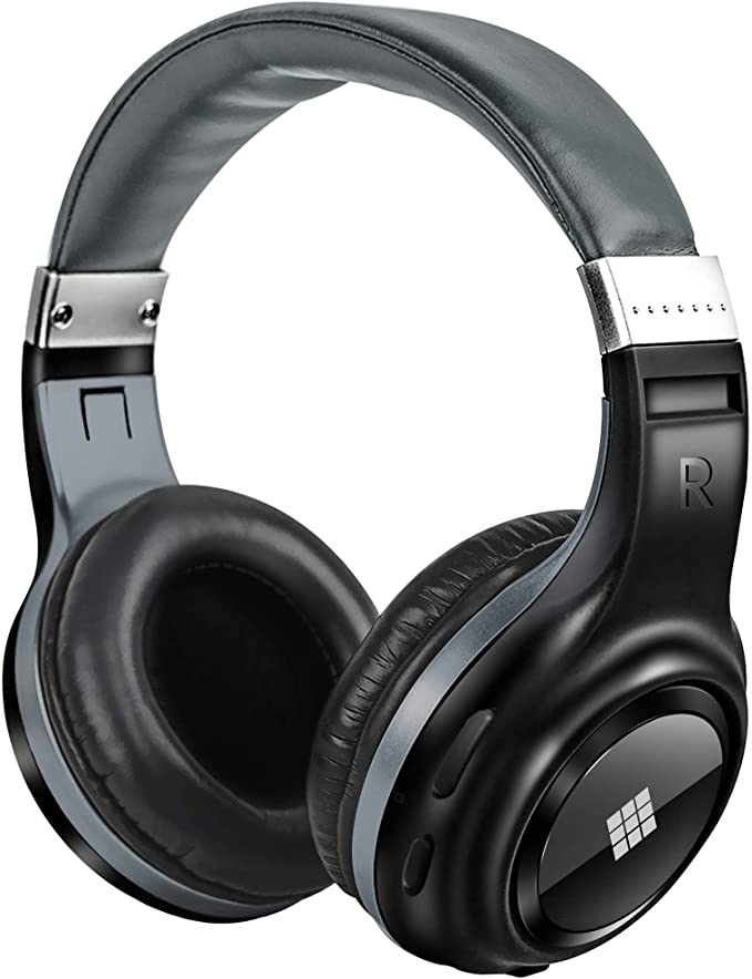 Polaroid Dynamic Audio Wireless Headphones - Rechargeable HD Headset with Wired and Wireless Bluetooth Connectivity - Stereo Sound Quality Headphone with Mic for Phone, Laptop, Computer Use (Black)