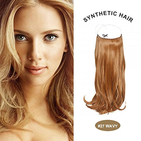 COCO Secret Extensions Synthetic Hair Extensions Curly Wavy 20 Inches (Strawberry Blonde)