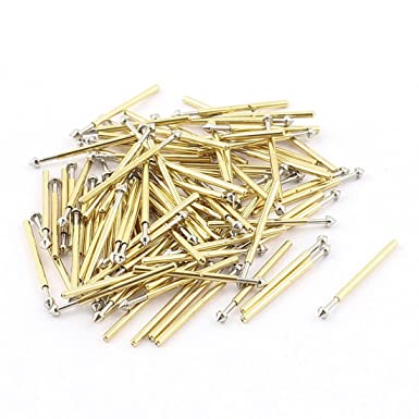 uxcell a15091500ux0390 P75-E2 Convex Tip Metal Spring Test Probe Pin, 1.3 mm Diameter, 100 Piece