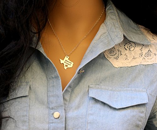 Personalized Texas necklace, Texas State necklace, Engraved Texas State, 14kt Gold Filled, Sterling Silver, Rose Gold Filled,