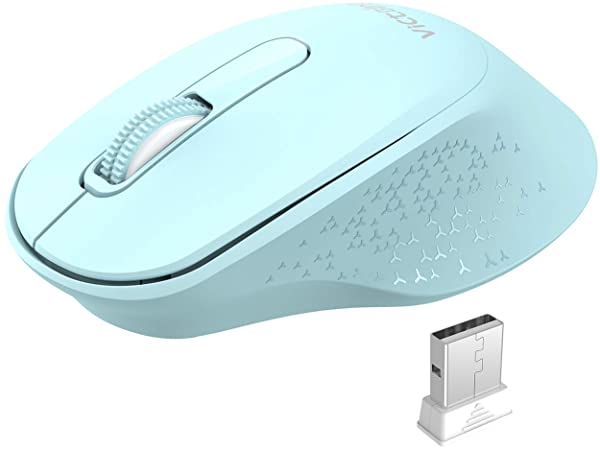 VicTsing Wireless Mouse Mini Ergonomic, 2.4G Noiseless Mouse with USB Receiver, Portable Computer Mice with Power Switch for PC, Tablet, Laptop-Green