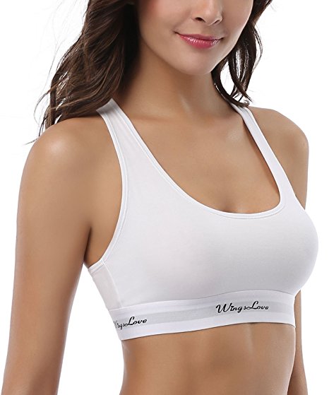 WingsLove Women’s Modern Cotton Sports Racerback Bralette Bustier Pullover Bra