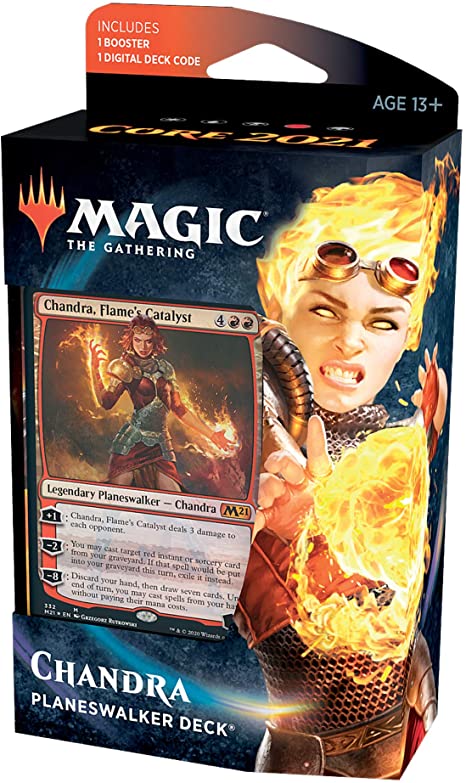 Magic: The Gathering Chandra, Flame’s Catalyst Planeswalker Deck | Core Set 2021 (M21) | 60 Card Starter Deck, C76580000