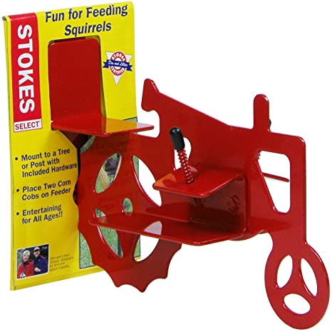 Stokes Select Tractor Cob Squirrel Feeder, Red, 2 Corn Cob Capacity