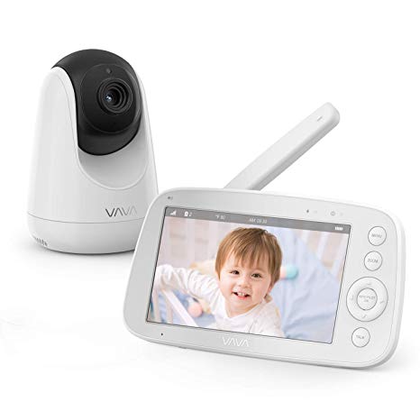 Baby Monitor, VAVA 720P 5" HD Display Video Baby Monitor with Camera and Audio, IPS Screen, 480ft Range, 4500 mAh Battery, Two-Way Audio, One-Click Zoom, Night Vision and Thermal Monitor