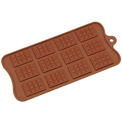 Freshware CB-615BR 12-Cavity Silicone Mini Rectangle Waffle Chocolate, Candy and Gummy Mold