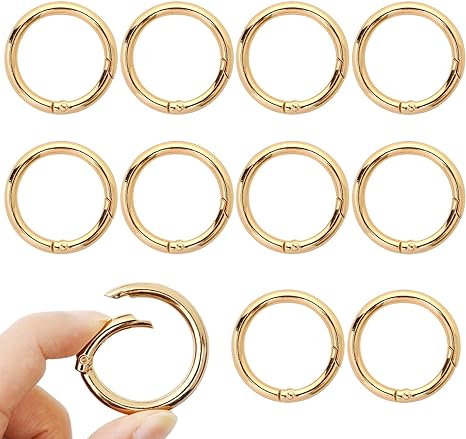 Sliverdew 10Pcs Gold Key Rings Gold O Ring Clip Round Keychain Snap Hooks Buckles Key Chain Clip Hooks Keyring Clip DIY Accessory