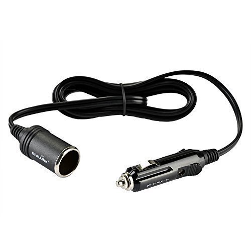 Deallink Car Extension Cable with Cigarette Lighter Plug  Length 2m Max15A  Black