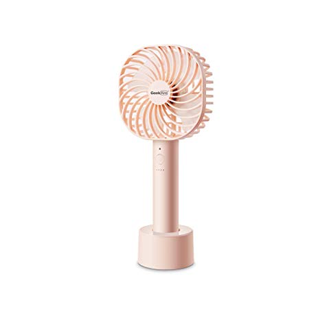 Geek Aire Personal Handheld Mini Fan 5 Speed Settings USB Rechargeable Battery Operated Fan Cordless Electric Fan Portable Cooling Desktop Fan for Home Office Household Travel Outdoor (Pink)