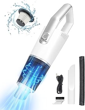 SUPAREE Car Vacuum Cleaner Cordless Powerful Handheld Vacuum Cleaner Car Portable Vacuum Cleaner for Car Home Office Pet Hair USB Rechargeable Lightweight Super Suction 9000pa 90W White