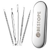 BESTOPE Blackhead Remover Pimple Acne Extractor Tool Best Comedone Removal Kit - Treatment for Blemish Whitehead Popping Zit Removing - 100 Hygienic for Risk Free Nose Face Skin with Metal Case
