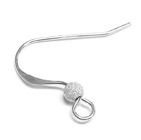 10 pcs .925 Sterling Silver French Hook Earwires Stardust Ball Earring Connector / Finding / Bright