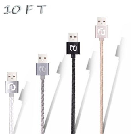 Micro USB Cable 4 Pack Tech-Port 10ft3m Premium Long Nylon Universal Braided Quick Charge High Speed Charger Cable and Data Sync A Male to Micro B for Android Samsung Galaxy Sony HTC Nokia LG BlackGreyGoldWhite