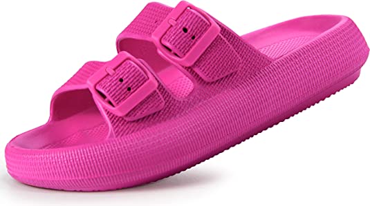 Weweya Sandals for Women and Men - Pillow Slippers - Double Buckle Adjustable Slides - EVA Flat Sandals