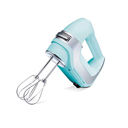 Hamilton Beach 5-Speed Electric Hand Mixer with Snap-On Storage Case, QuickBurst, Stainless Steel Twisted Wire Beaters and Whisk, Mint (62658),