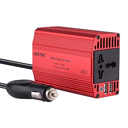 Car Power Inverter, BESTEK DC 12V to 230V AC 300W Inverter with 2.4A Dual USB Car Charger Adapter