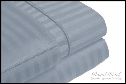 Queen Striped Blue Wrinkle-Free Microfiber Sheet Set deep pocket 95gsm 100 Microfiber