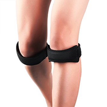 Ipow 2 Pack Knee Pain Relief & Patella Stabilizer Knee Strap Brace Support for Hiking, Soccer, Basketball, Running, Jumpers Knee, Tennis, Tendonitis, Volleyball & Squats, Black